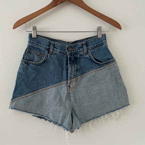 FARM Rio Blue Jean Shorts High-Waisted Two-Tone - Picture 1 of 3